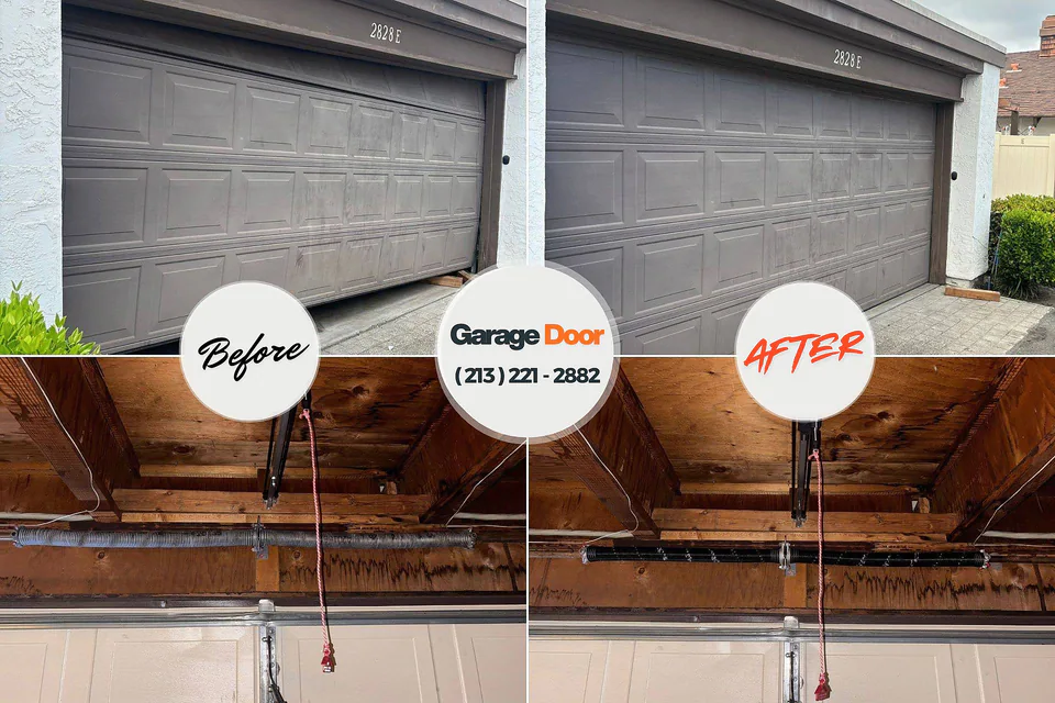 Before and after: garage door repair Johnson City, KS